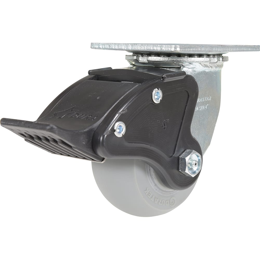 Vestil - Standard Casters; Mount: With Holes ; Style: Swivel w/Total Brake ; Wheel Diameter: 4 (Inch); Wheel Width: 2 (Inch); Overall Height (Inch): 5-1/2 ; Load Capacity (Lb.): 450.000 - Exact Industrial Supply