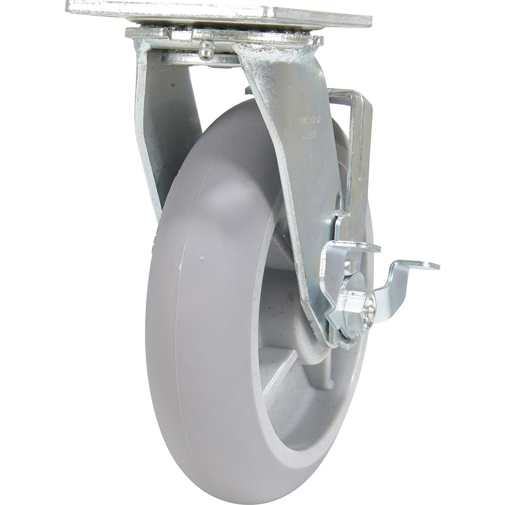 Vestil - Standard Casters; Mount: With Holes ; Style: Swivel w/Brake ; Wheel Diameter: 8 (Inch); Wheel Width: 2 (Inch); Overall Height (Inch): 9-3/8 ; Load Capacity (Lb.): 675.000