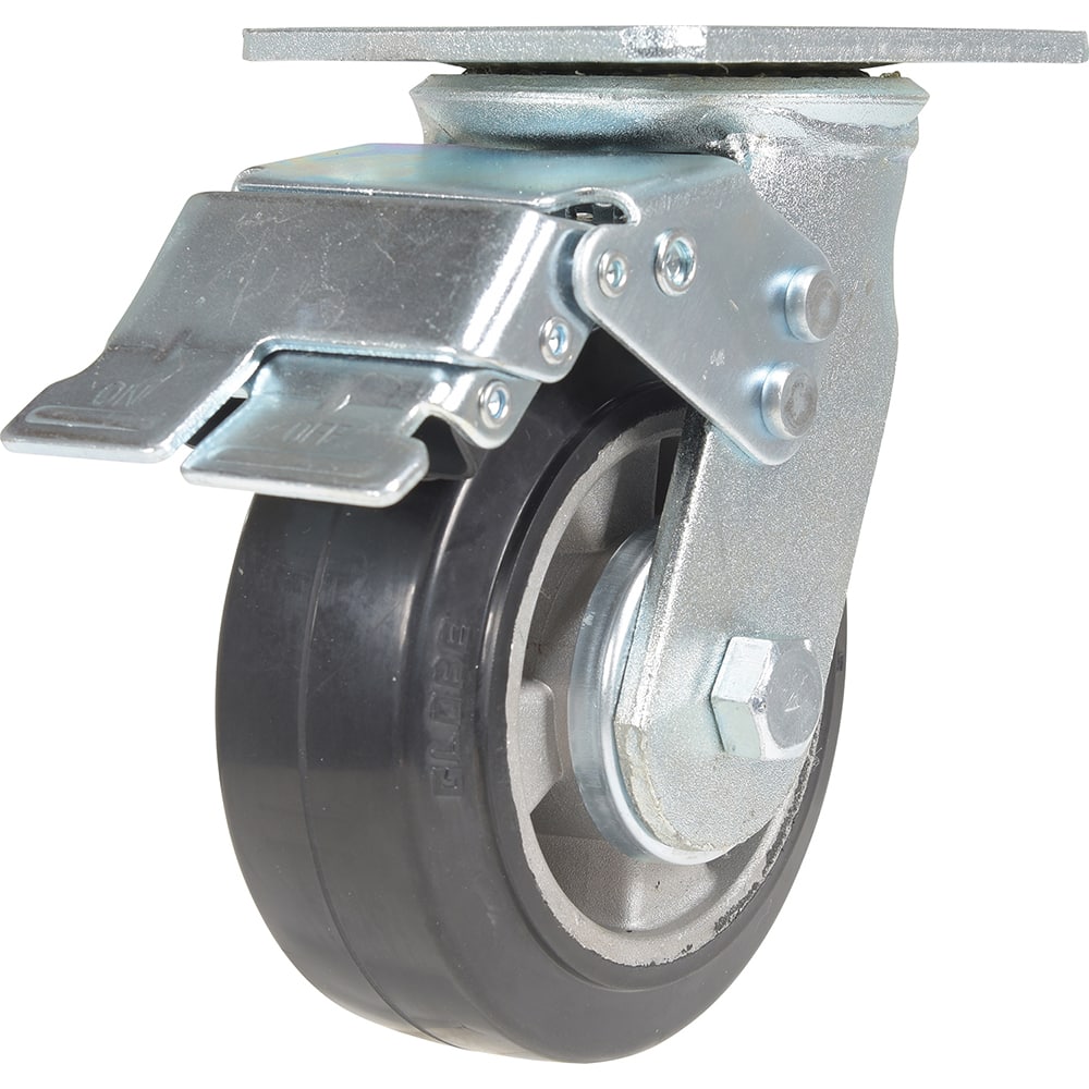 Vestil - Standard Casters; Mount: With Holes ; Style: Swivel w/Total Brake ; Wheel Diameter: 5 (Inch); Wheel Width: 2 (Inch); Overall Height (Inch): 6-1/2 ; Load Capacity (Lb.): 661.000 - Exact Industrial Supply