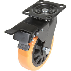 Vestil - Standard Casters; Mount: With Holes ; Style: Swivel w/Total Brake ; Wheel Diameter: 6 (Inch); Wheel Width: 2 (Inch); Overall Height (Inch): 7-1/2 ; Load Capacity (Lb.): 836.000 - Exact Industrial Supply