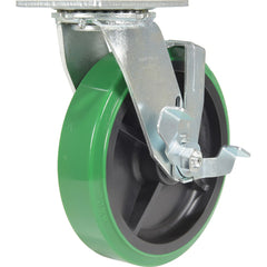 Vestil - Standard Casters; Mount: With Holes ; Style: Swivel w/Brake ; Wheel Diameter: 8 (Inch); Wheel Width: 2 (Inch); Overall Height (Inch): 9-3/8 ; Load Capacity (Lb.): 1000.000 - Exact Industrial Supply