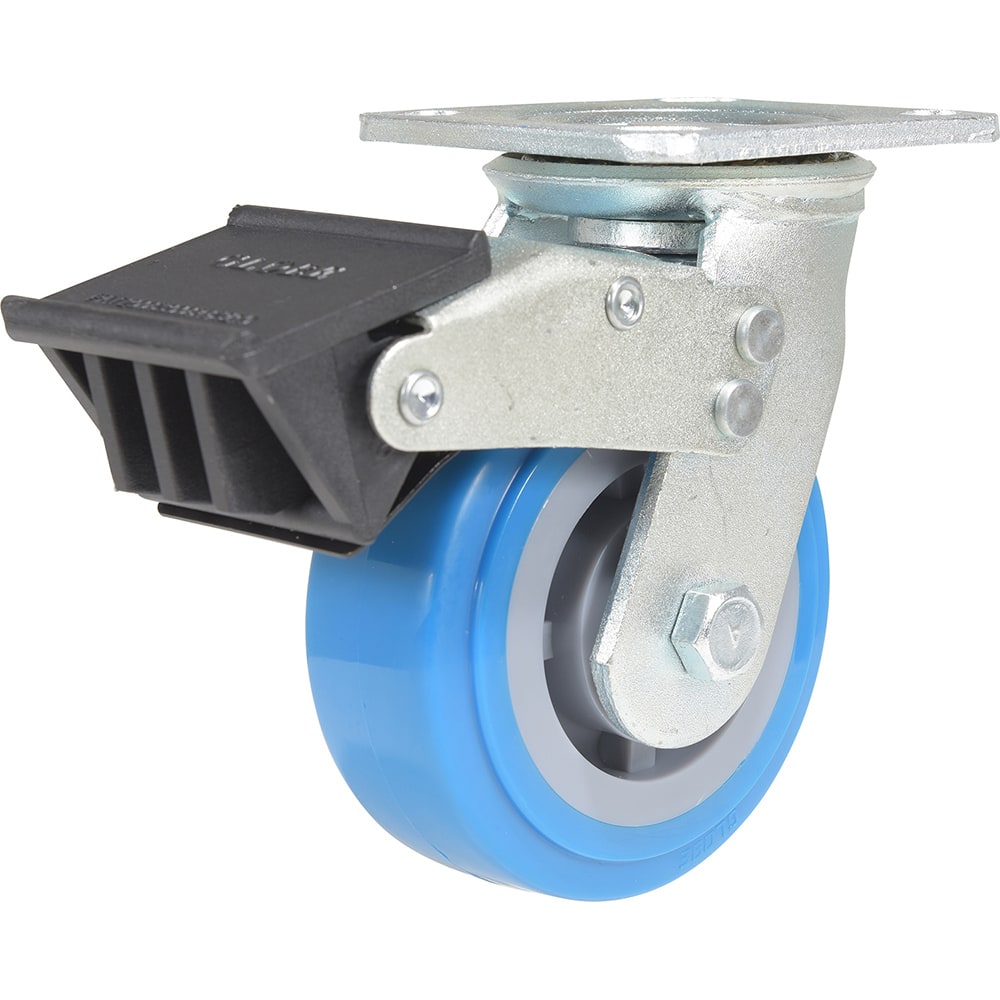 Vestil - Standard Casters; Mount: With Holes ; Style: Swivel w/Total Brake ; Wheel Diameter: 5 (Inch); Wheel Width: 2 (Inch); Overall Height (Inch): 6-9/16 ; Load Capacity (Lb.): 771.000 - Exact Industrial Supply