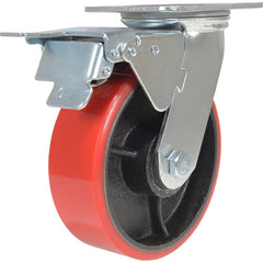 Vestil - Standard Casters; Mount: With Holes ; Style: Swivel w/Total Brake ; Wheel Diameter: 6 (Inch); Wheel Width: 2 (Inch); Overall Height (Inch): 7-1/2 ; Load Capacity (Lb.): 1232.000 - Exact Industrial Supply