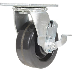 Vestil - Standard Casters; Mount: With Holes ; Style: Swivel w/Brake ; Wheel Diameter: 5 (Inch); Wheel Width: 2 (Inch); Overall Height (Inch): 6-1/2 ; Load Capacity (Lb.): 1000.000 - Exact Industrial Supply