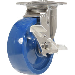 Vestil - Standard Casters; Mount: With Holes ; Style: Swivel w/Brake ; Wheel Diameter: 6 (Inch); Wheel Width: 2 (Inch); Overall Height (Inch): 7-9/16 ; Load Capacity (Lb.): 1200.000 - Exact Industrial Supply