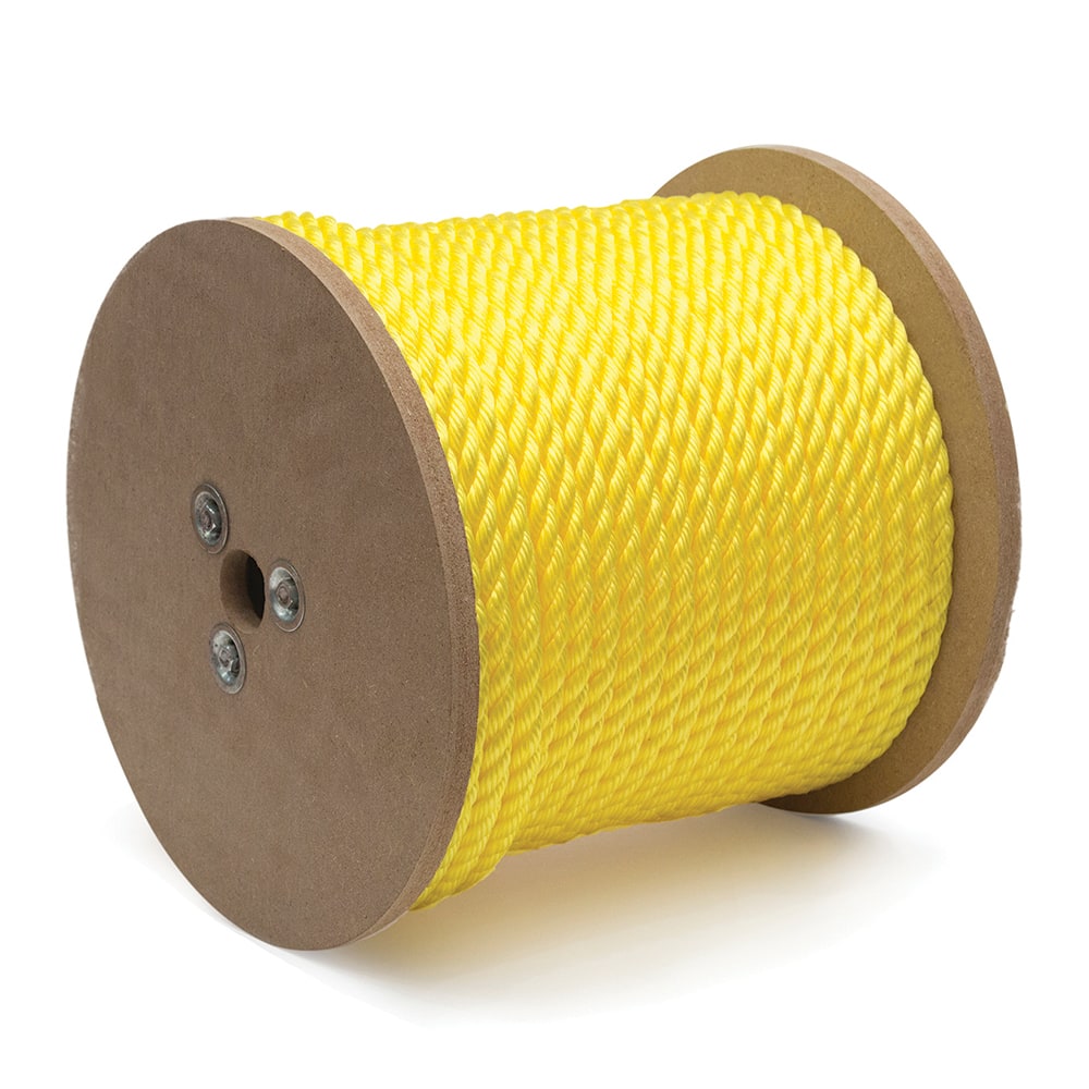 Mibro - Rope; Type: Twisted Rope ; Head/Holder Diameter (Inch): 3/8 ; Material: Polypropylene ; Load Capacity (Lb.): 244.000 ; Maximum Length: 400.00 ; Color: Yellow - Exact Industrial Supply