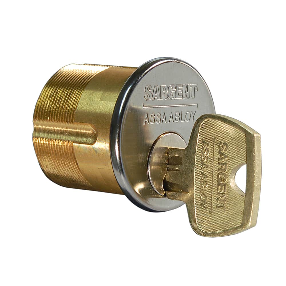 Sargent - Cylinders; Type: Mortise ; Keying: LF Keyway ; Number of Pins: 6 ; Material: Brass ; Finish/Coating: Stainless Steel - Exact Industrial Supply