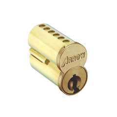 Arrow Lock - Cylinders; Type: Interchangeable Core ; Keying: GB Keyway ; Number of Pins: 6 ; Material: Brass ; Finish/Coating: Satin Brass - Exact Industrial Supply