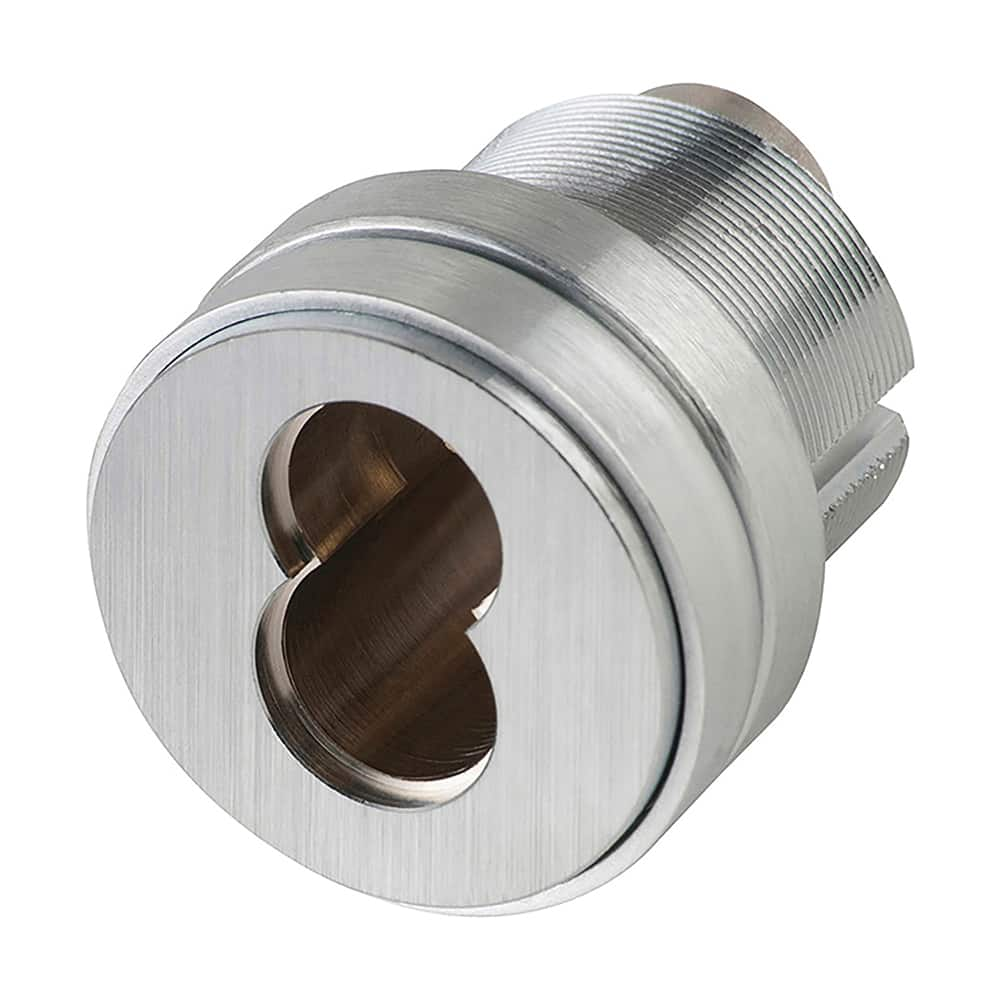 Schlage - Cylinders; Type: Mortise ; Keying: Less Core ; Number of Pins: 7 ; Material: Brass ; Finish/Coating: Satin Chrome - Exact Industrial Supply