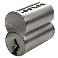 Falcon - Cylinders; Type: Interchangeable Core ; Keying: H Keyway ; Number of Pins: 6 ; Material: Brass ; Finish/Coating: Satin Chrome - Exact Industrial Supply