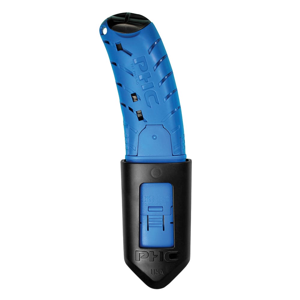 PHC - Utility Knives, Snap Blades & Box Cutters; Type: Safety Cutter ; Blade Type: Auto-Retracting ; Number of Blades Included: 1 ; Number of Blades: 1 ; Handle Material: Plastic ; Color: Blue - Exact Industrial Supply