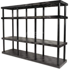 Plastic Shelving; Type: Adjustable Shelving; Shelf Capacity (Lb.): 3540; Width (Inch): 24; Height (Inch): 72.000000; Depth: 96; Number of Shelves: 4; Color: Black