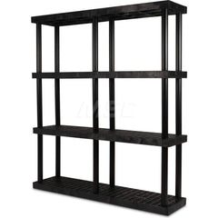 Plastic Shelving; Type: Fixed Shelving; Shelf Capacity (Lb.): 1235; Width (Inch): 16; Height (Inch): 75.000000; Number of Shelves: 4; Color: Black