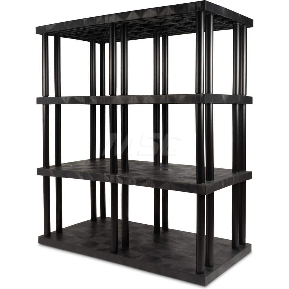 Plastic Shelving; Type: Fixed Shelving; Shelf Capacity (Lb.): 3600; Width (Inch): 36; Height (Inch): 75.000000; Number of Shelves: 4; Color: Black