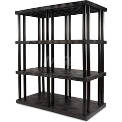 Plastic Shelving; Type: Fixed Shelving; Shelf Capacity (Lb.): 3600; Width (Inch): 36; Height (Inch): 75.000000; Number of Shelves: 4; Color: Black