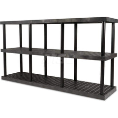 Plastic Shelving; Type: Fixed Shelving; Shelf Capacity (Lb.): 2025; Width (Inch): 24; Height (Inch): 51.000000; Depth: 96; Number of Shelves: 3; Color: Black