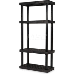 Plastic Shelving; Type: Adjustable Shelving; Shelf Capacity (Lb.): 675; Width (Inch): 16; Height (Inch): 72.000000; Depth: 36; Number of Shelves: 4; Color: Black