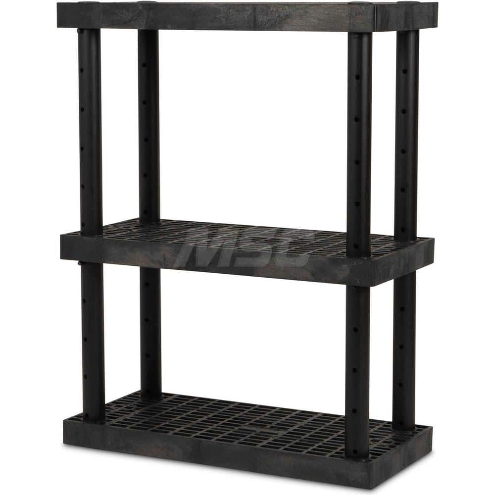 Plastic Shelving; Type: Adjustable Shelving; Shelf Capacity (Lb.): 500; Width (Inch): 16; Height (Inch): 48.000000; Depth: 36; Number of Shelves: 3; Color: Black