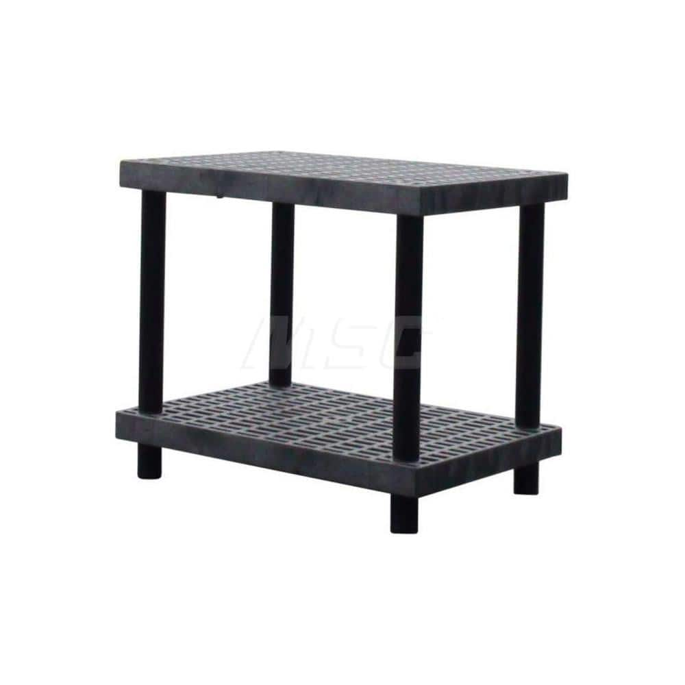 Plastic Shelving; Type: Raised Shelving; Shelf Capacity (Lb.): 500; Width (Inch): 24; Height (Inch): 30.000000; Depth: 36; Number of Shelves: 2; Color: Black