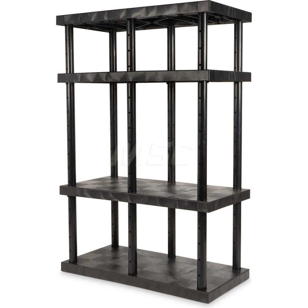 Plastic Shelving; Type: Adjustable Shelving; Shelf Capacity (Lb.): 1760; Width (Inch): 24; Height (Inch): 72.000000; Depth: 48; Number of Shelves: 4; Color: Black