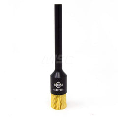 End Brushes: 3/4″ Dia, 0.04″ Wire Dia, Ceramic & Nylon, Crimped Wire 3/4″ Trim Length, 3/8″ Shank Dia, 10,000 Max RPM