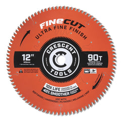 Wet & Dry Cut Saw Blade: 12″ Dia, 1″ Arbor Hole, 0.098″ Kerf Width, 90 Teeth Use on Finishing & Paneling