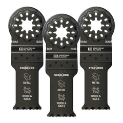 Rotary & Multi-Tool Accessories; Accessory Type: Blade; For Use With: Compatible with all Starlock ™ multi-tools; Attachment Size: 1.125 in; Material: Bi-Metal; Application: Metal (Non-Ferrous), Wood & Nails, Wood, PVC, Drywall; Includes: (3) Imperial Bla