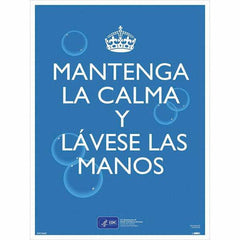 NMC - "COVID-19 - Mantenga La Calma Y L\xE1vese Las Manos", 18" Wide x 24" High, Paper Safety Sign - Makers Industrial Supply