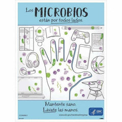 NMC - "COVID-19 - Los Microbios Est\xE1n Por Todos Lados", 18" Wide x 24" High, Paper Safety Sign - Makers Industrial Supply