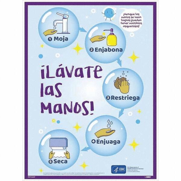 NMC - "COVID-19 - Il\xE1vate Las Manos!", 18" Wide x 24" High, Paper Safety Sign - Makers Industrial Supply