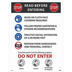 NMC - "COVID-19 - STOP - Read Before Entering", 18" Wide x 24" High, Paper Safety Sign - Makers Industrial Supply