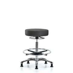 Lab Stool: Vinyl, 25″ Seat Width, 25″ Seat Depth Round Height