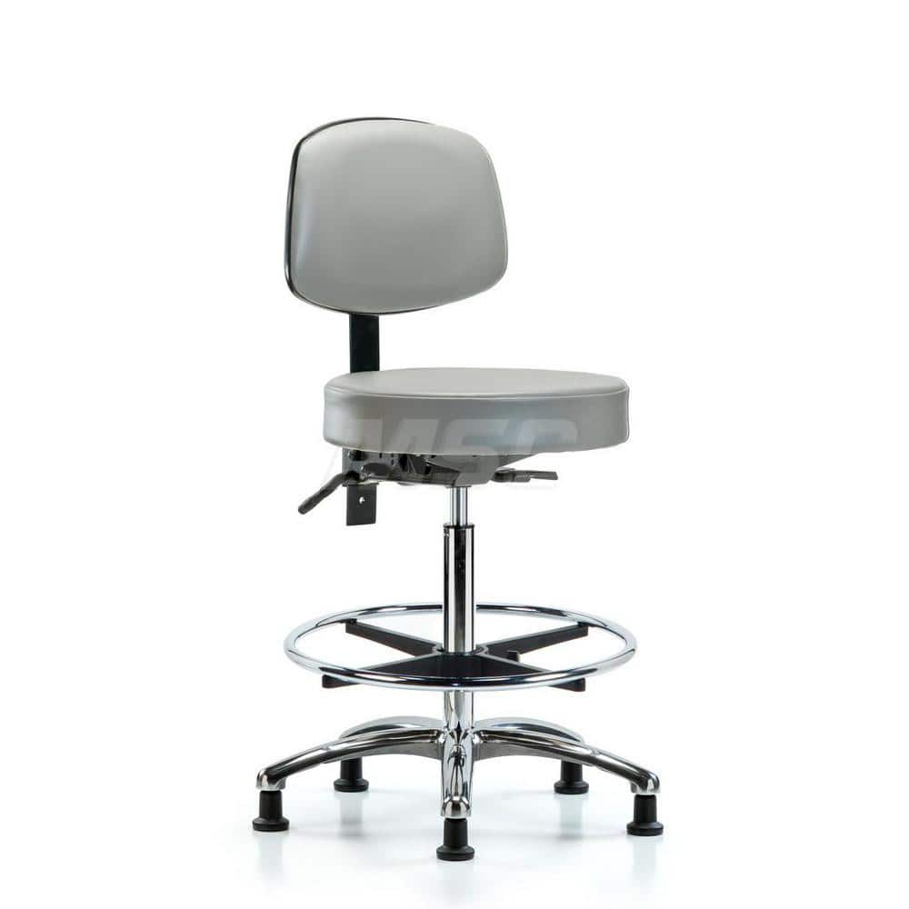 Lab Stool: Vinyl, 25″ Seat Width, 25″ Seat Depth Round Height