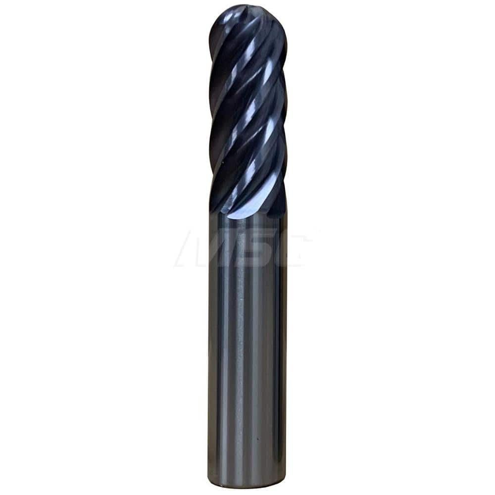 Ball End Mill: 0.75″ Dia, 6 Flute, Solid Carbide 4″ OAL, 3/4″ Shank Dia, 35 to 45 ° Helix, Ti-NAMITE-X Coated, Single End, Series 51B