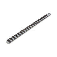 1/4 Inch Drive x 18 Inch Socket Rail, 20 Clips (Gray)