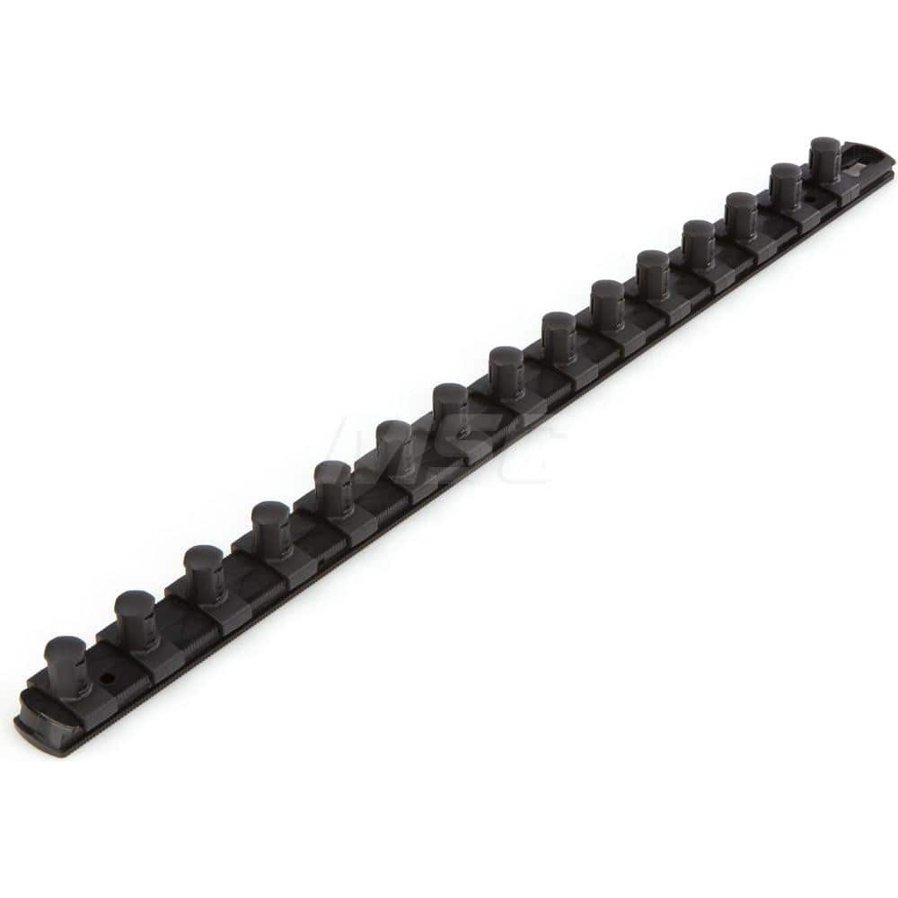 1/2 Inch Drive x 18 Inch Socket Rail, 15 Clips (Black)