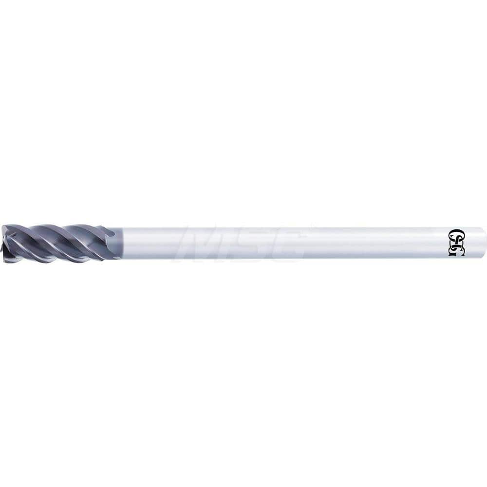 Corner Radius End Mill: 0.3937″ Dia, 4 Flutes, Solid Carbide Variable ° Helix, Duarise Coated, Corner Radius End