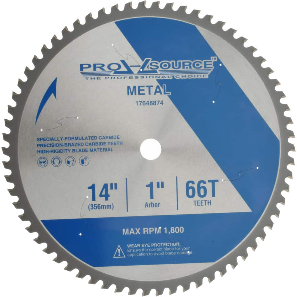 Wet & Dry Cut Saw Blade: 14″ Dia, 1″ Arbor Hole, 0.0906″ Kerf Width, 66 Teeth Use on Metal, Standard Round Arbor