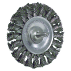 3-1/4" - Diameter Stem-Mounted Knot Wire Wheel; .014" - Diameter Steel Fill; 1/4" Stem - Makers Industrial Supply