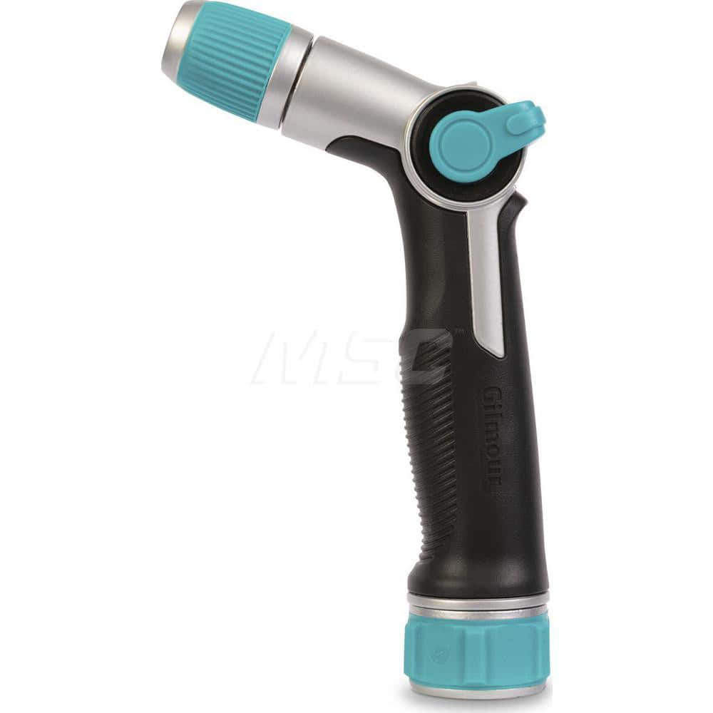 Garden Hose Spray Nozzles; Nozzle Type: Cleaning Nozzle; Adjustable Nozzle; Activation Method: Thumb Control; Material: Plastic; Metal; Thread Type: GHT; Features: Swivel Connect; Concentrated stream to gentls mist; Slip-resistant; Heavy Duty; Color: Aqua