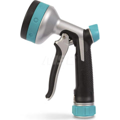 Garden Hose Spray Nozzles; Nozzle Type: Watering Nozzle; Pre-set Nozzle; Activation Method: Front Trigger; Material: Plastic; Metal; Thread Type: GHT; Features: Swivel Connect; 8 Patterns; Slip-resistant; Heavy Duty; Color: Aqua; Black; Color: Aqua; Black