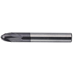 Ball End Mill: 0.4724″ Dia, 0.4724″ LOC, 2 Flute, Solid Carbide 110 mm OAL, 12 mm Shank Dia, 28 ° Helix, AlTiN Coated, Single End