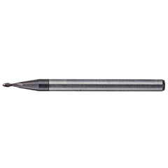 Ball End Mill: 0.0394″ Dia, 0.0394″ LOC, 2 Flute, Solid Carbide 50 mm OAL, 6 mm Shank Dia, 30 ° Helix, AlTiN Coated, Single End