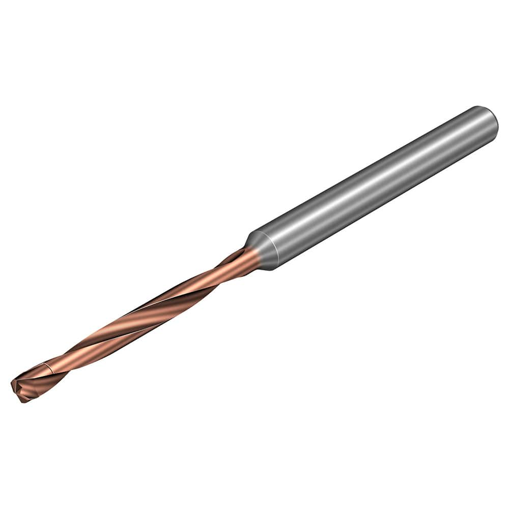 Micro Drill Bit: 0.0256″ Dia, 140 °, Solid Carbide TiALN Lite Finish, 1.4961″ OAL, RH Cut, Spiral Flute, Straight-Cylindrical Shank, Series CoroDrill 862