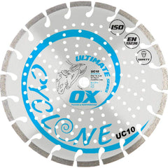 Wet & Dry Cut Saw Blade: 10″ Dia, 5/8 & 7/8″ Arbor Hole Use on Concrete, Round with Diamond Knockout Arbor