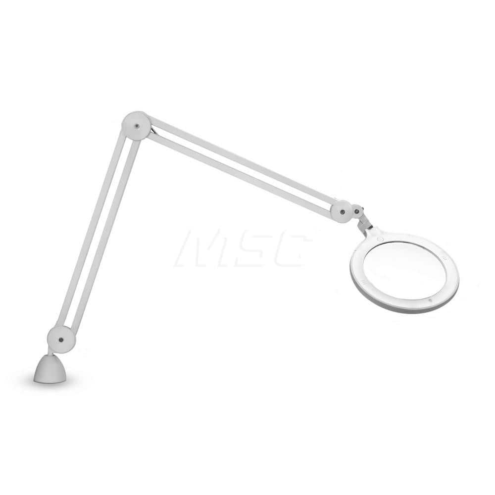 Task Light: LED, 46.4566″ Reach, Gooseneck Arm, Clamp Screw, White 13.5V, 12 Watts, 1.75x & 2.25x Magnification