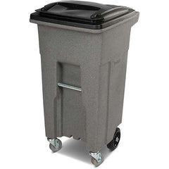 32 Gal Rectangle Graystone Trash Can Polyethylene