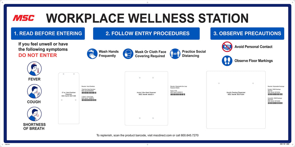 NMC - Small Wall-Mount Wellness Station Board - Makers Industrial Supply