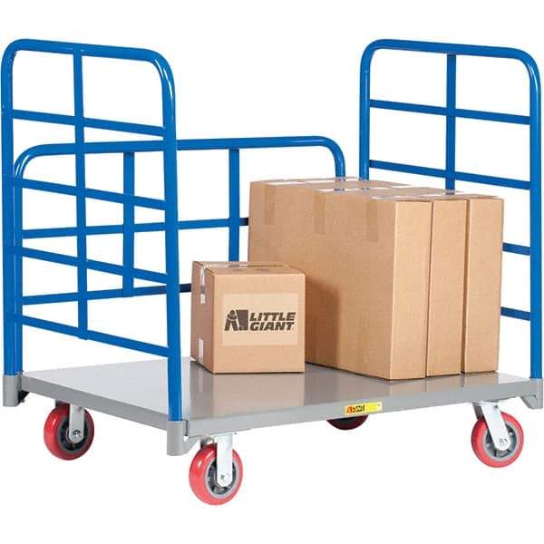 Little Giant - 3,600 Lb Capacity Steel Double End Rack Platform Truck - Steel Deck, 30" OAW, 60" Platform Length, Polyurethane Casters - Makers Industrial Supply