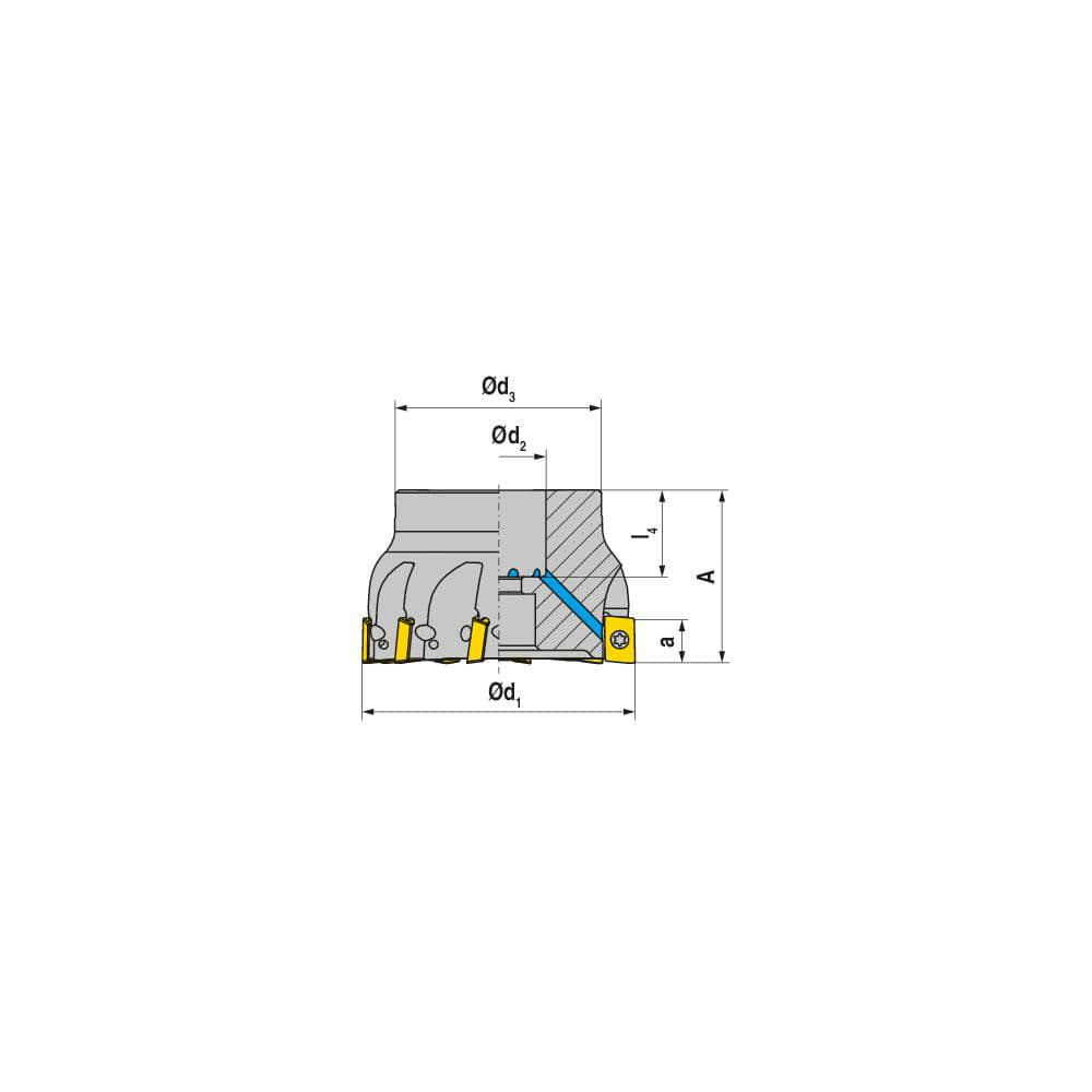 Indexable Square-Shoulder Face Mill:  A210.40.R.06-10,  22.0000″ Arbor Hole Dia, Uses  6,  AP.. 1003.. Inserts,  Through Coolant,  Series  A210-10